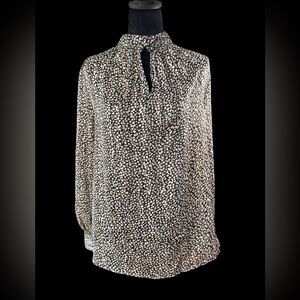 H&M Black & White Dot Print Keyhole Neck Blouse